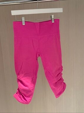 lululemon athletica Hot Pink Capri Leggings with Side Ruching
